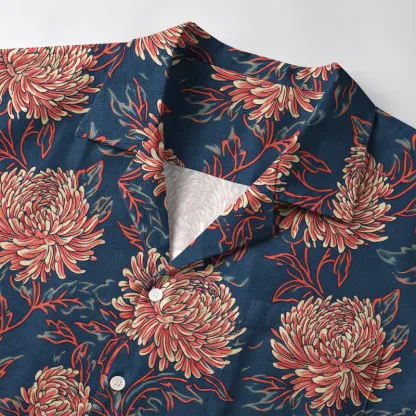 Tokyo-Tiger Blooming Chrysanthemums Aloha Hawaiian Shirt