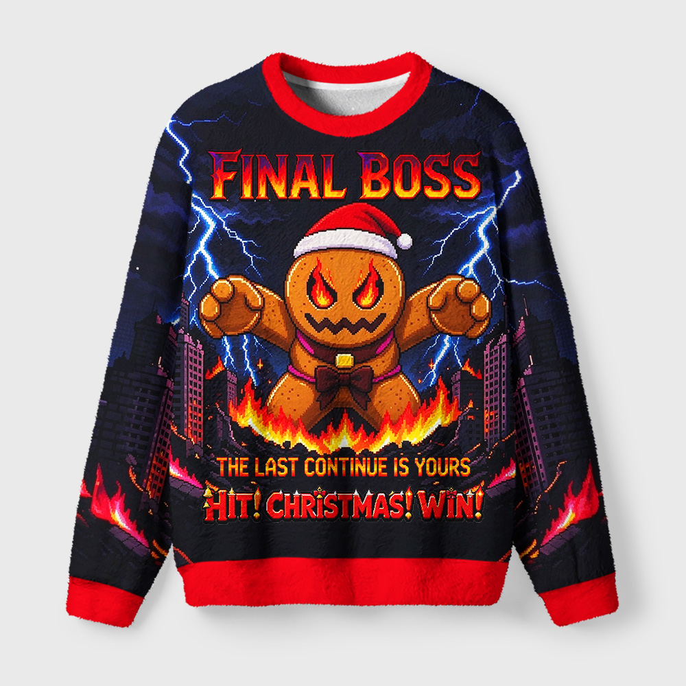 Tokyo-Tiger Christmas Final Boss Fuzzy Christmas Ugly Sweatshirt