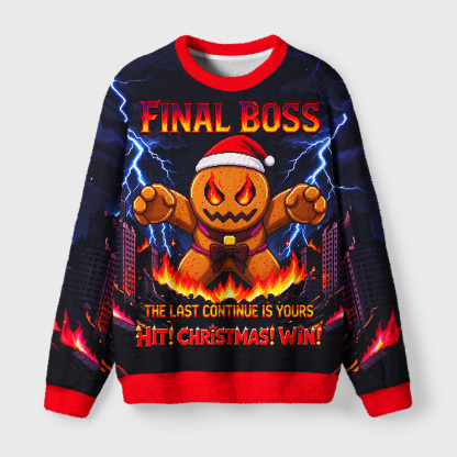 Tokyo-Tiger Christmas Final Boss Fuzzy Christmas Ugly Sweatshirt