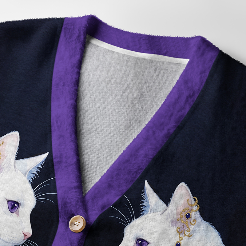 Tokyo-Tiger Moon Star Cat Ugly Cardigan Sweater