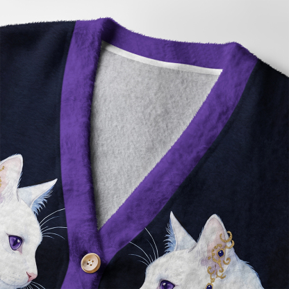 Tokyo-Tiger Moon Star Cat Ugly Cardigan Sweater