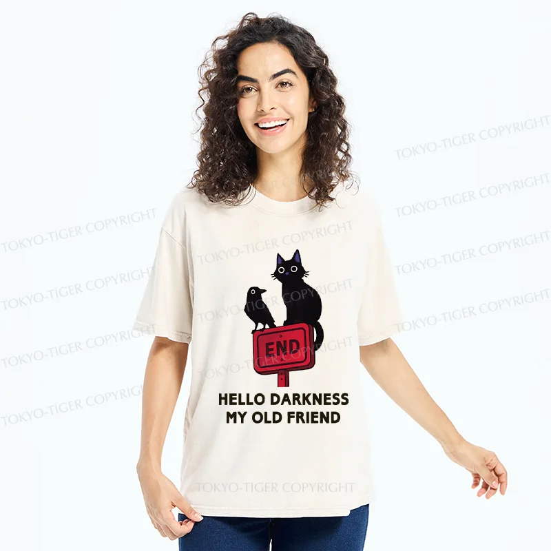 Tokyo-Tiger Black Cat And Crow Washed T-Shirt