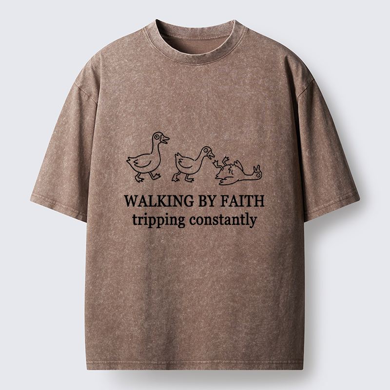 Tokyo-Tiger Faithful Tripping Duck Funny Meme Washed T-Shirt