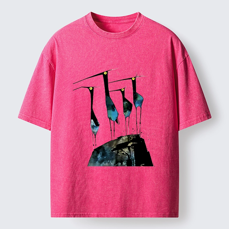 Tokyo‑Tiger Abstract Crane Art Washed T-Shirt