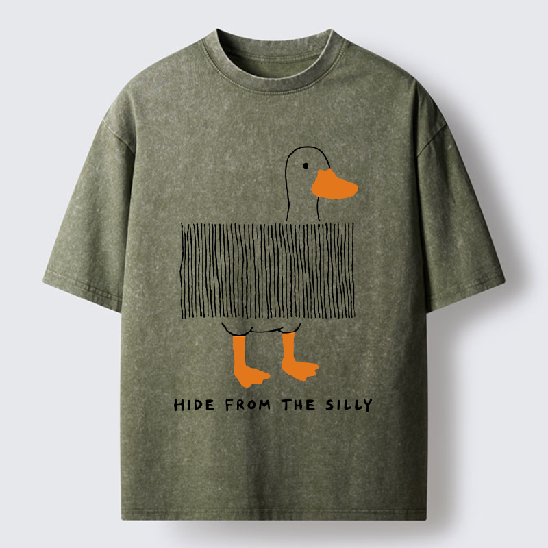 Tokyo-Tiger Funny Hiding Goose Meme Washed T-Shirt