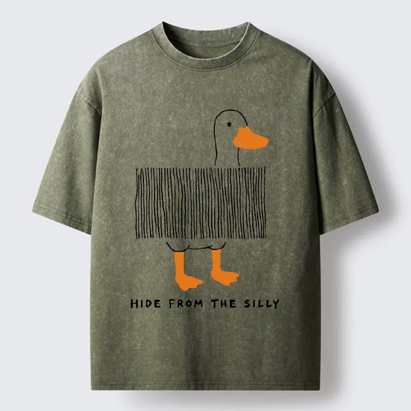 Tokyo-Tiger Funny Hiding Goose Meme Washed T-Shirt