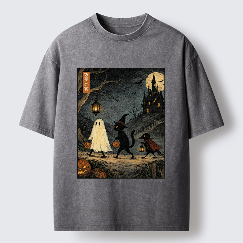 Tokyo-Tiger Vintage Halloween Crew Washed T-Shirt