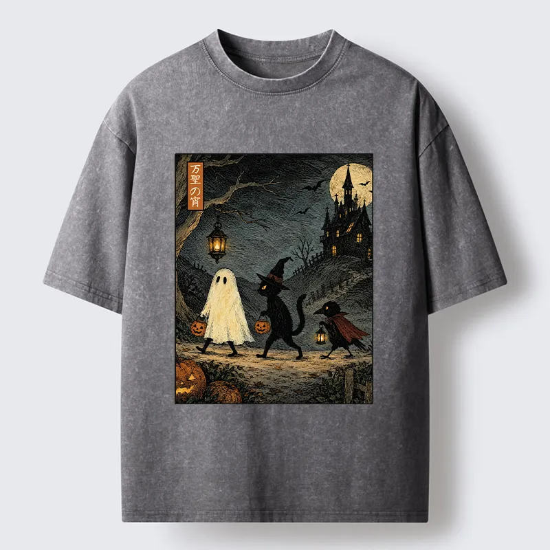 Tokyo-Tiger Vintage Halloween Crew Washed T-Shirt