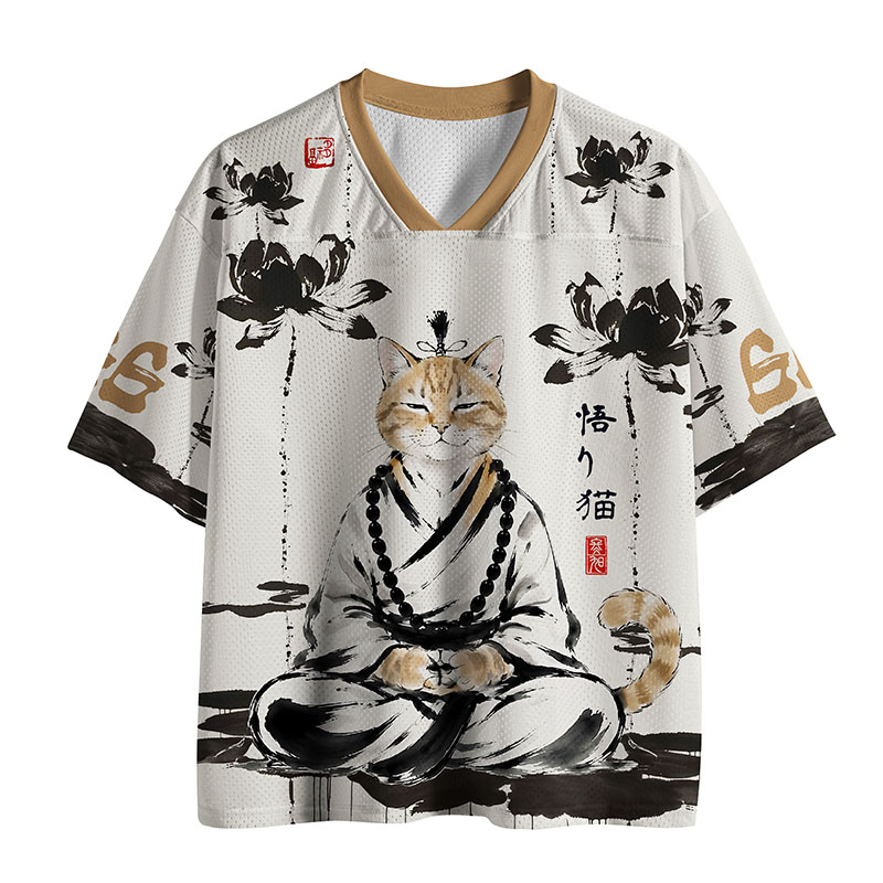 Tokyo-Tiger Cat In Serene Meditation Mesh Jersey