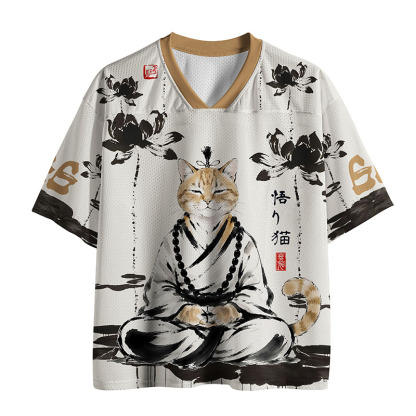 Tokyo-Tiger Cat In Serene Meditation Mesh Jersey