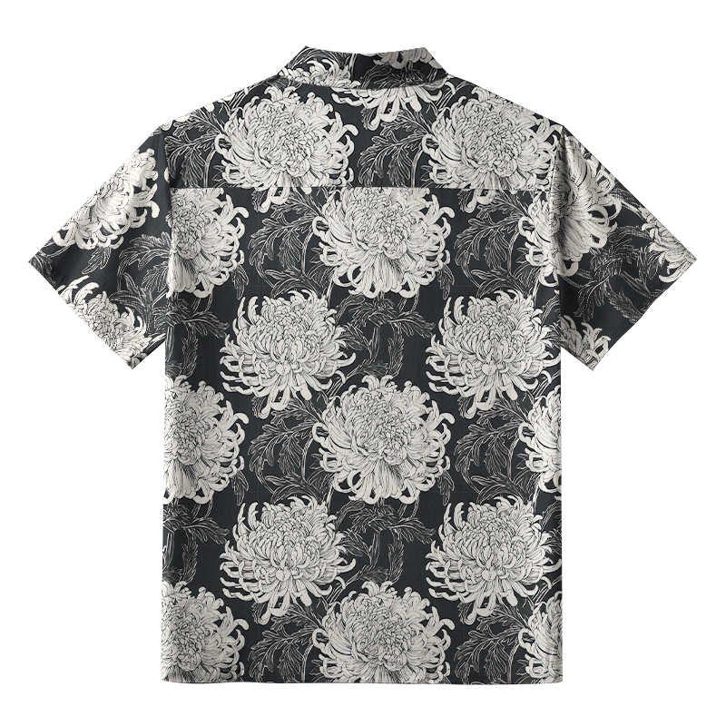 Tokyo-Tiger Blooming Chrysanthemums Japan Button-up Shirt
