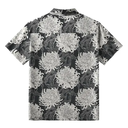 Tokyo-Tiger Blooming Chrysanthemums Japan Button-up Shirt