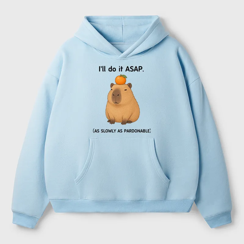 Tokyo-Tiger Slow Task Capybara Meme Adult Fleece Hoodie