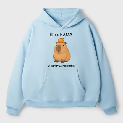 Tokyo-Tiger Slow Task Capybara Meme Adult Fleece Hoodie