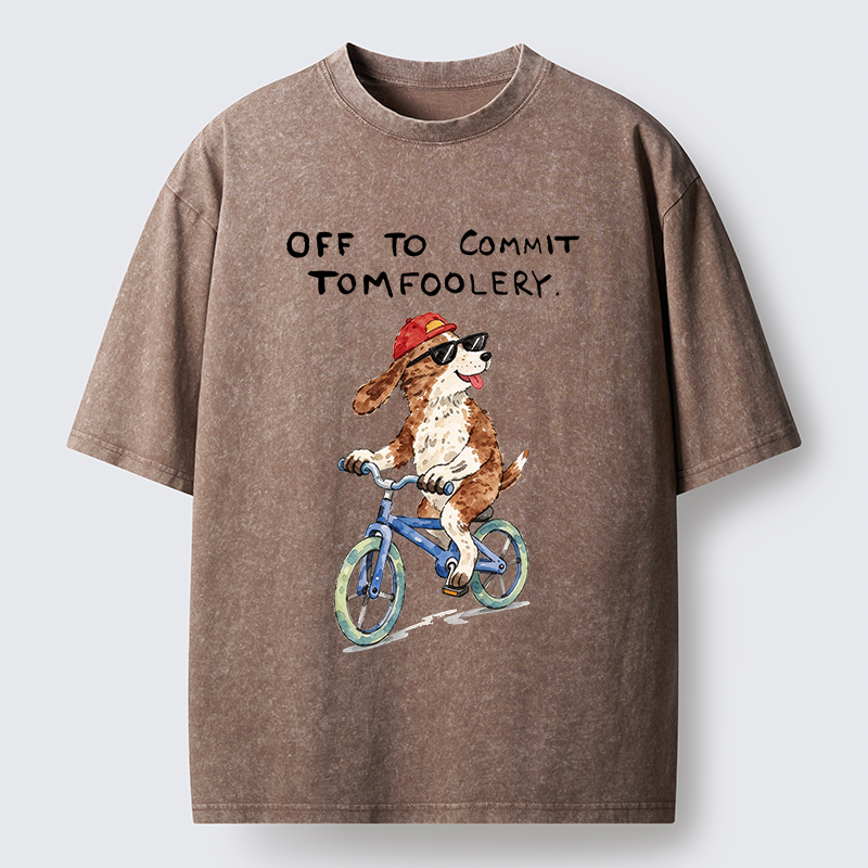 Tokyo-Tiger Funny Mischief Dog Meme Washed T-Shirt