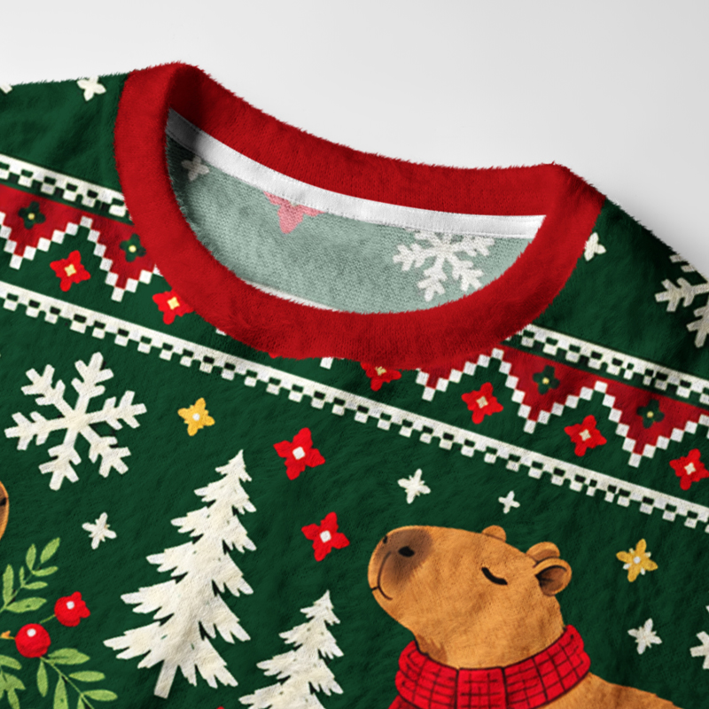 Tokyo-Tiger Funny Capybaras Christmas Ugly Sweatshirt