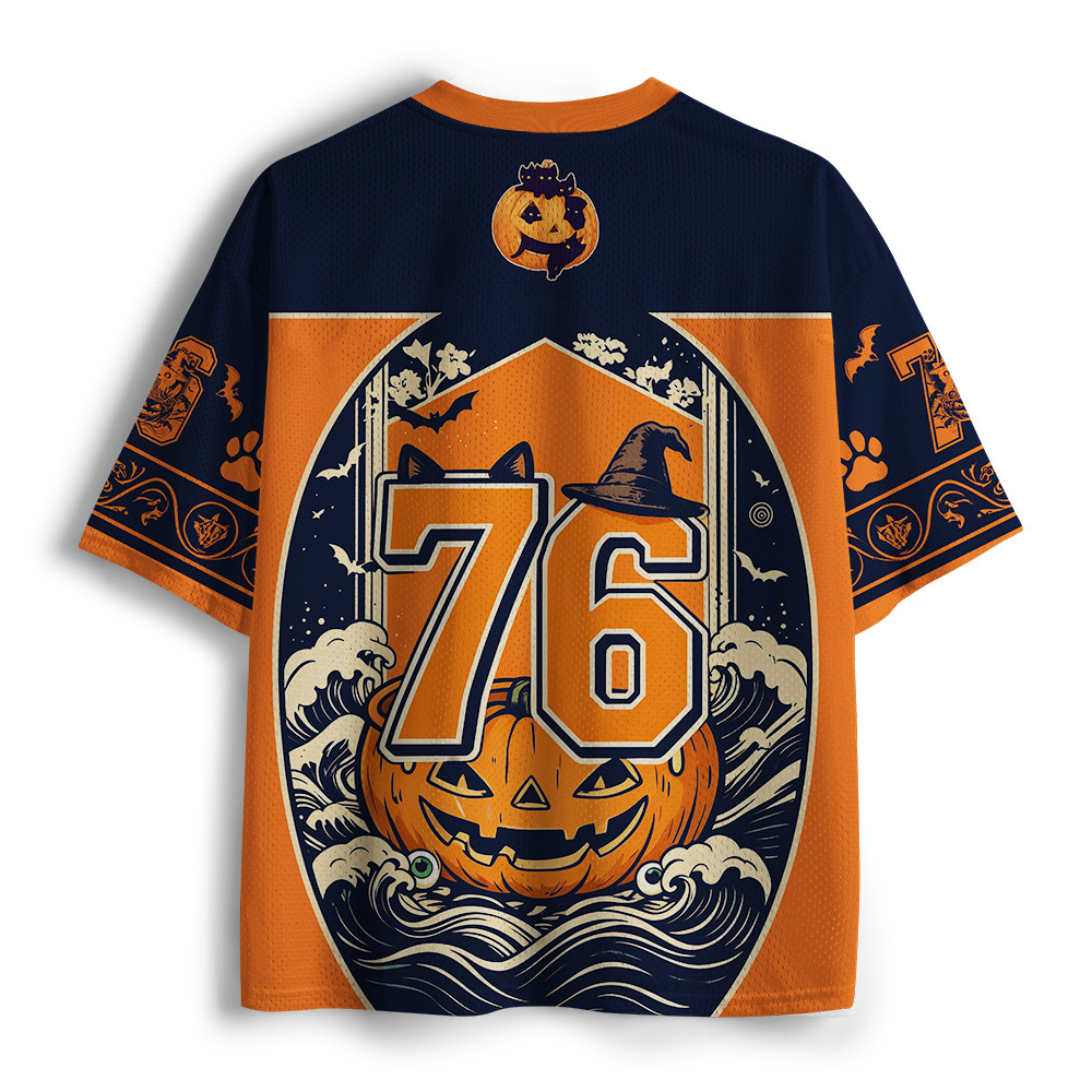 Tokyo-Tiger Halloween Cat Eating Ramen Mesh Jersey