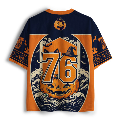 Tokyo-Tiger Halloween Cat Eating Ramen Mesh Jersey