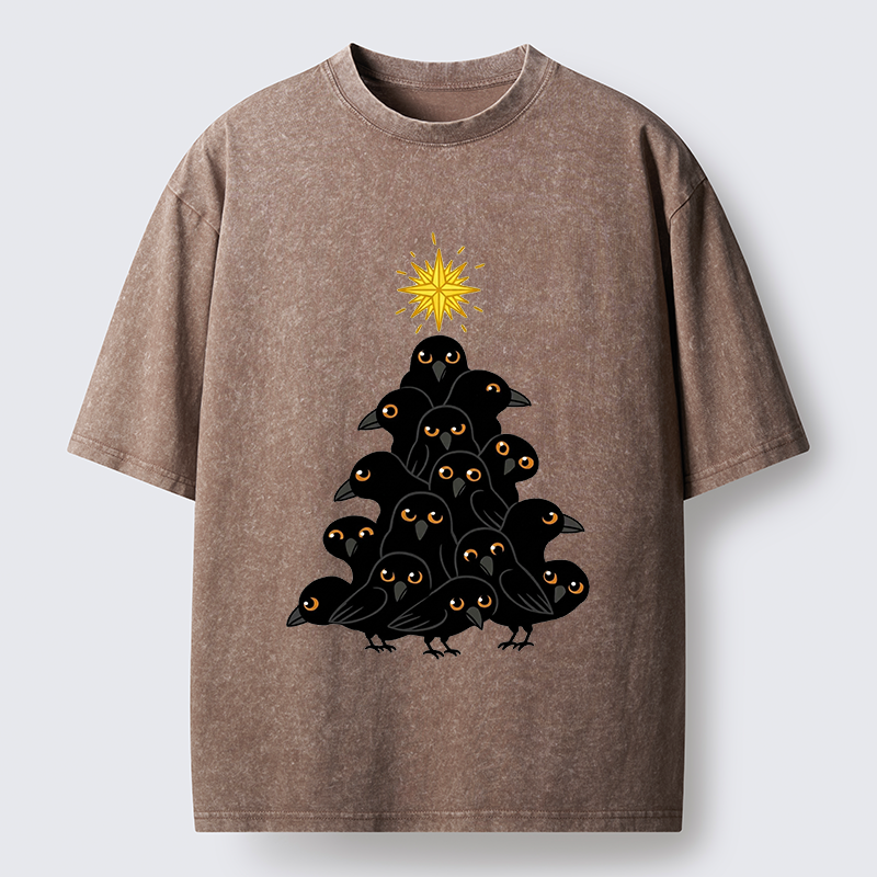 Tokyo-Tiger Crow Christmas Tree Washed T-Shirt
