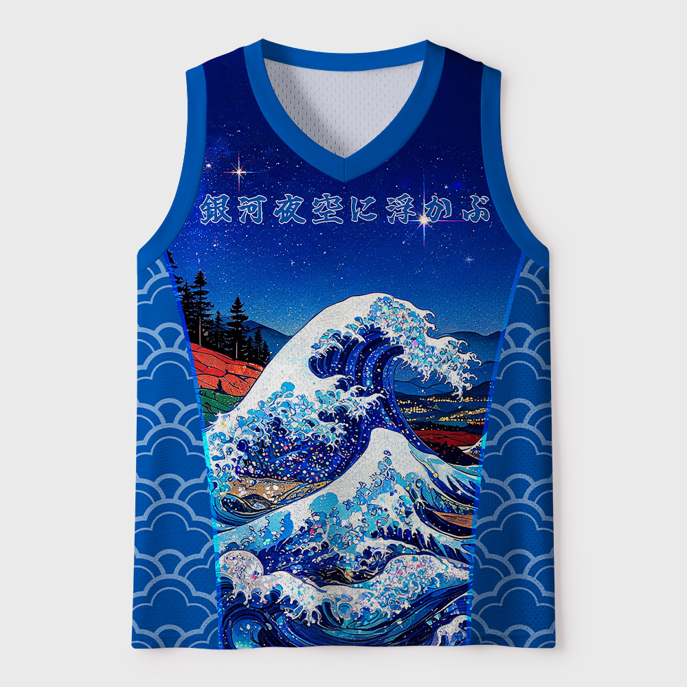 Tokyo-Tiger Starry Night - Kanagawa Waves Mesh Tank Top