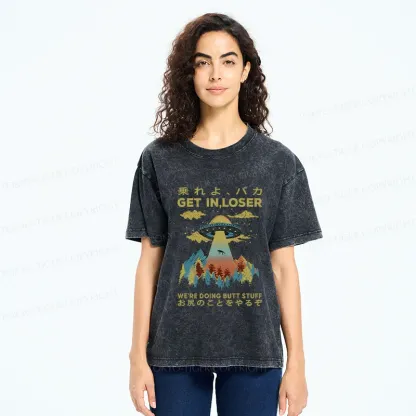 Tokyo-Tiger Alien Pick Up Funny Washed T-Shirt