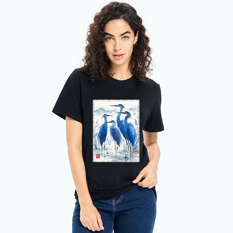 Tokyo-Tiger Blue Heron Ink Art Classic T-Shirt
