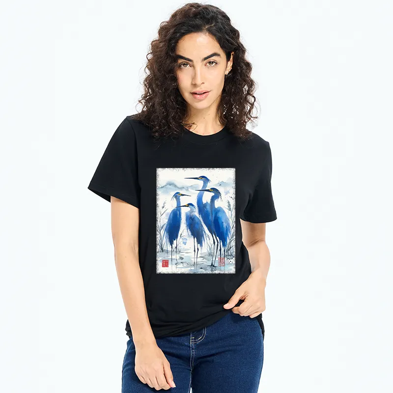 Tokyo-Tiger Blue Heron Ink Art Classic T-Shirt