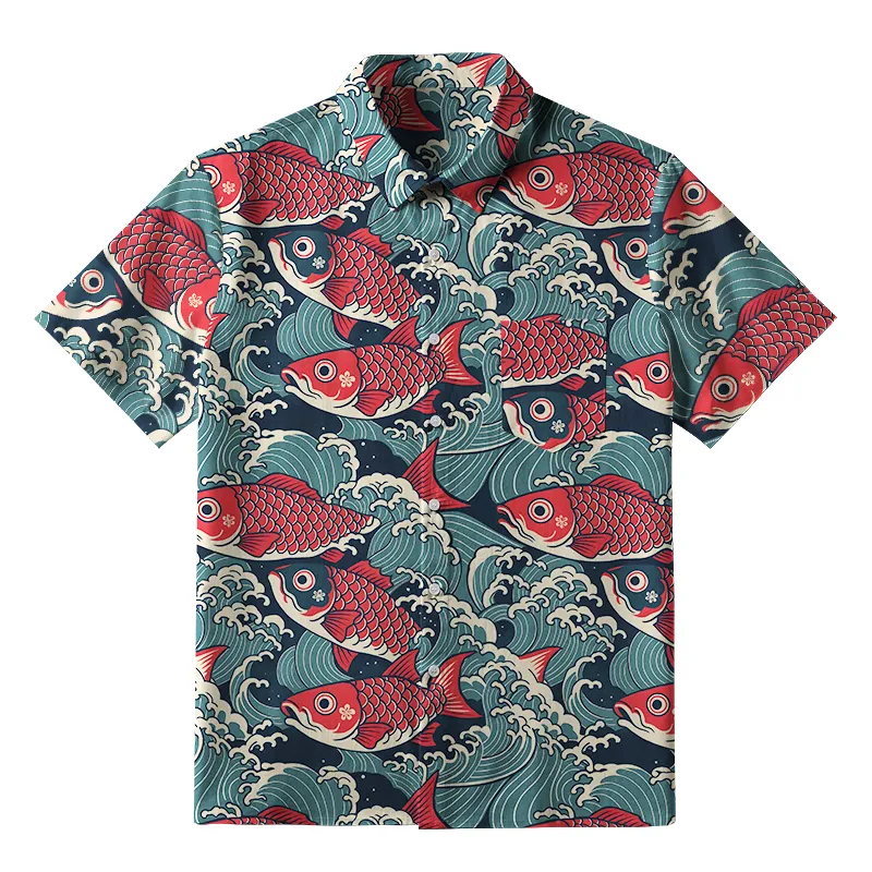Tokyo-Tiger Koi Wave Button-up Shirt