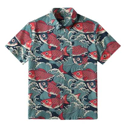 Tokyo-Tiger Koi Wave Button-up Shirt