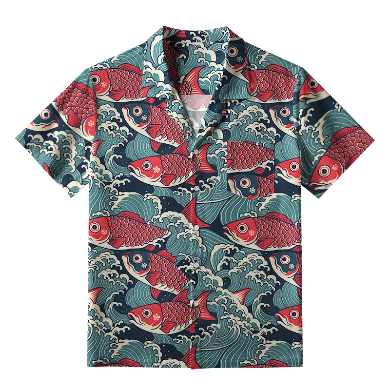 Tokyo-Tiger Koi Wave Aloha Hawaiian Shirt