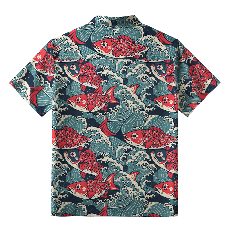 Tokyo-Tiger Koi Wave Aloha Hawaiian Shirt