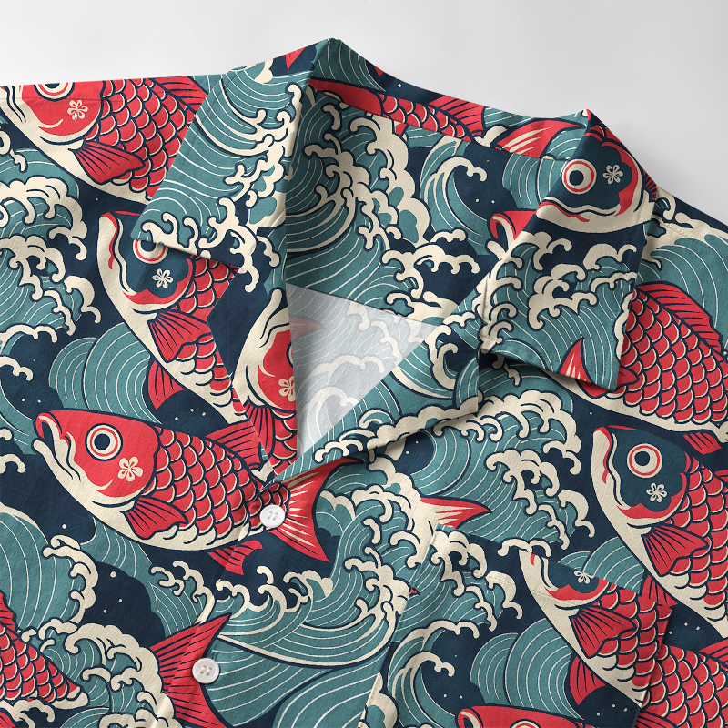 Tokyo-Tiger Koi Wave Aloha Hawaiian Shirt