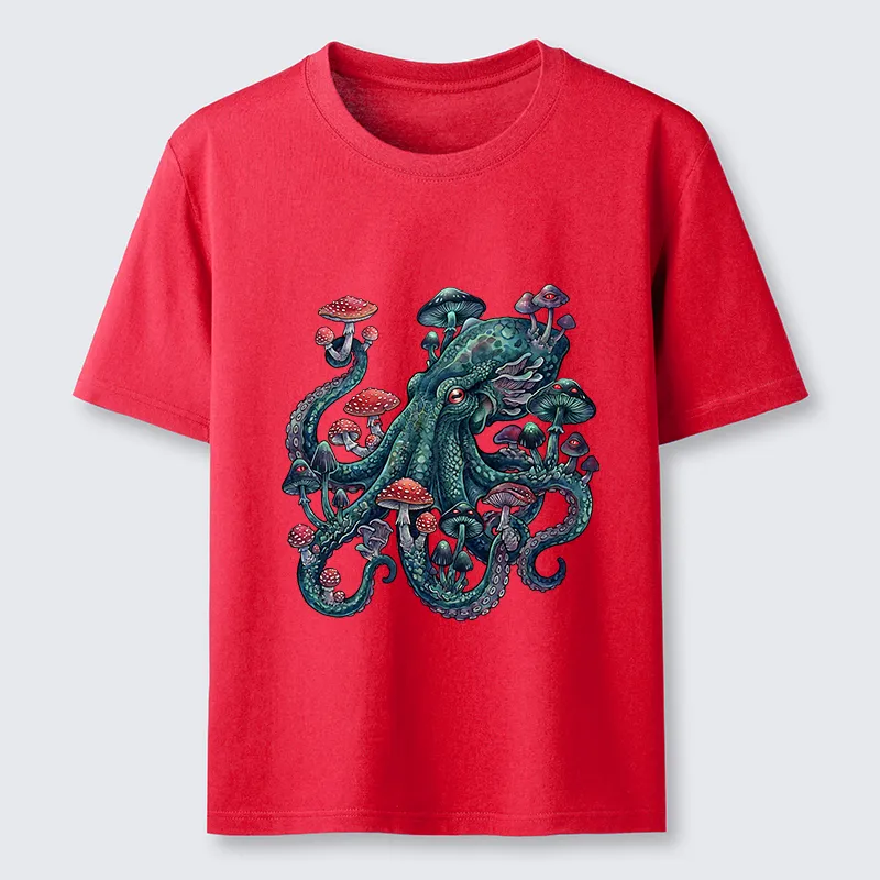 Tokyo-Tiger Octopus Covered In Mushrooms Classic T-Shirt