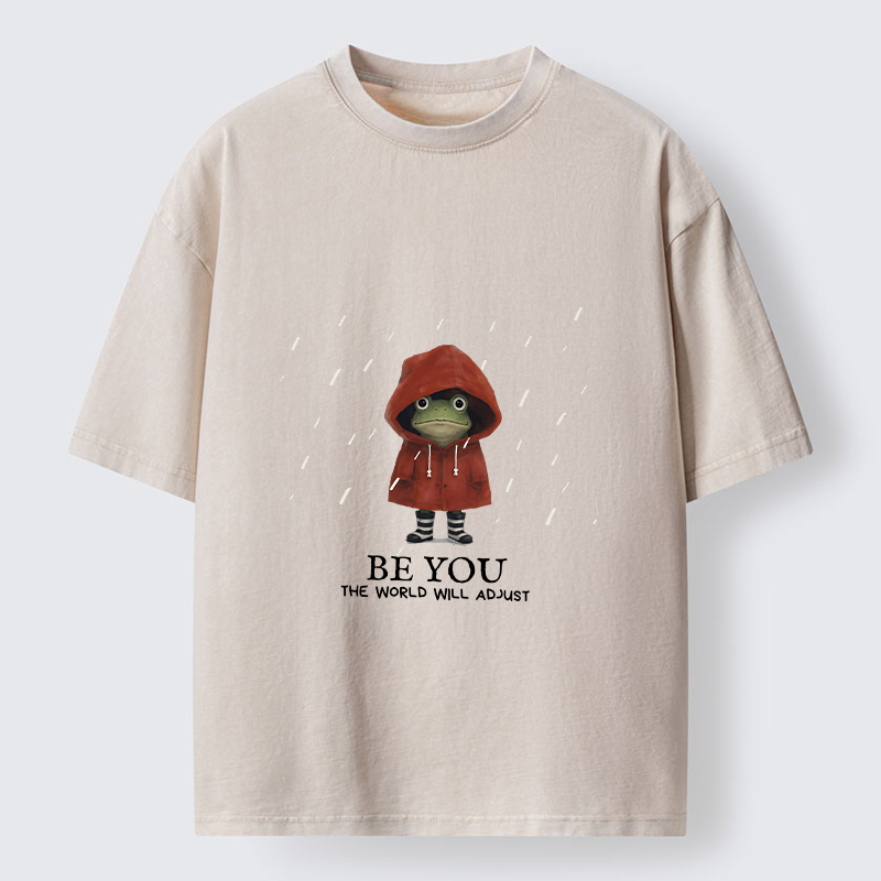 Tokyo-Tiger Brave Rain Frog Self Love Meme Washed T-Shirt