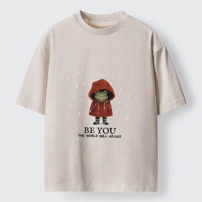 Tokyo-Tiger Brave Rain Frog Self Love Meme Washed T-Shirt