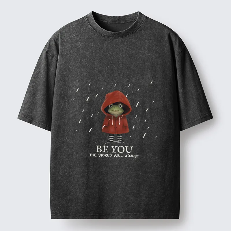 Tokyo-Tiger Brave Rain Frog Self Love Meme Washed T-Shirt