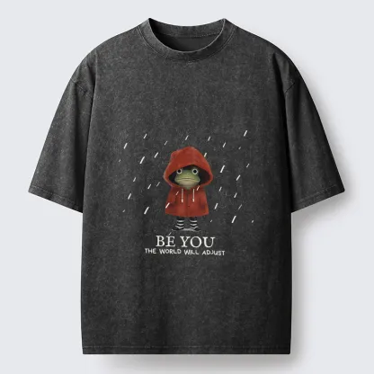 Tokyo-Tiger Brave Rain Frog Self Love Meme Washed T-Shirt