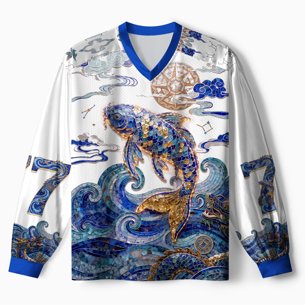 Tokyo-Tiger Cosmic Koi Of Chaotic Luck Paneled Long Sleeve Jersey