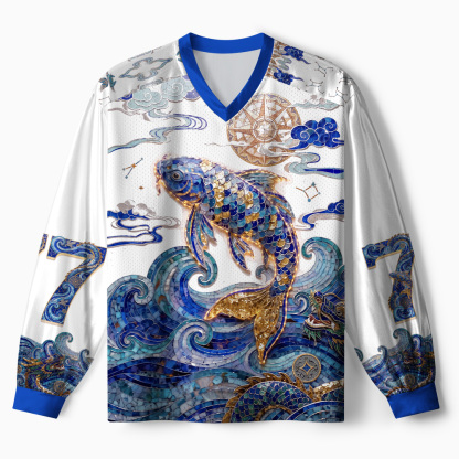 Tokyo-Tiger Cosmic Koi Of Chaotic Luck Paneled Long Sleeve Jersey