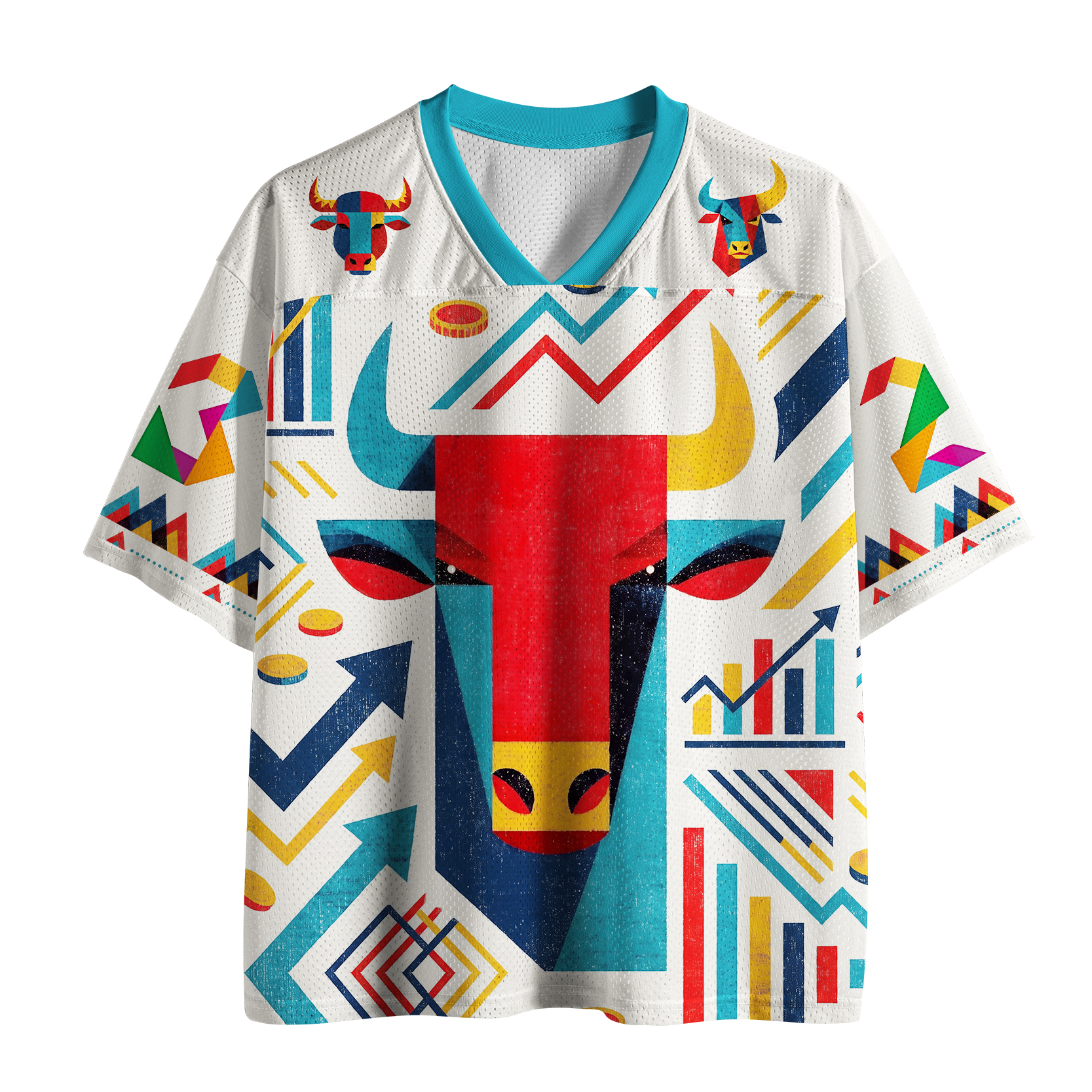 Tokyo-Tiger Geometric Bull Head Art Mesh Jersey