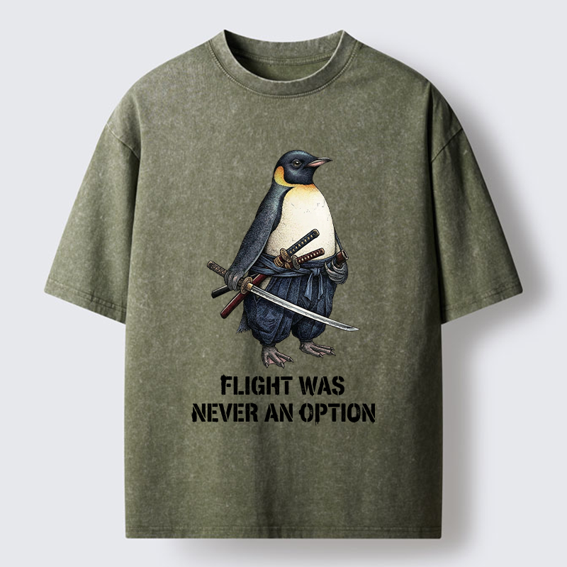 Tokyo-Tiger Funny Warrior Penguin With Sword Meme Washed T-Shirt