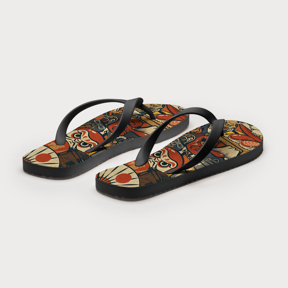 Tokyo-Tiger Japanese Traditional Elements Flip Flops