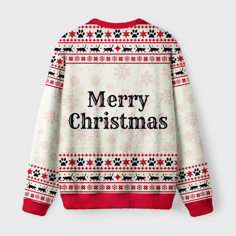 Tokyo-Tiger Funny Grumpy Black Cat Fuzzy Christmas Ugly Sweatshirt