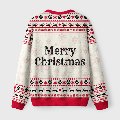 Tokyo-Tiger Funny Grumpy Black Cat Fuzzy Christmas Ugly Sweatshirt