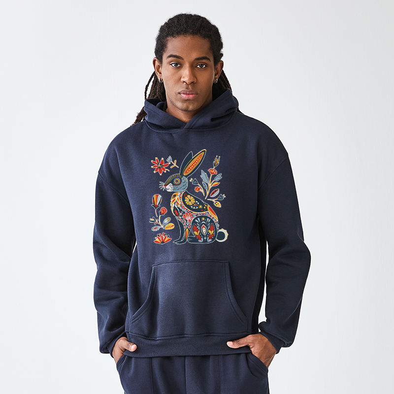 Tokyo-Tiger Folk Hare Bloom Adult Fleece Hoodie