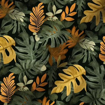 Tokyo-Tiger Tropical Leaf Frenzy Aloha Cuban Collar Shirt