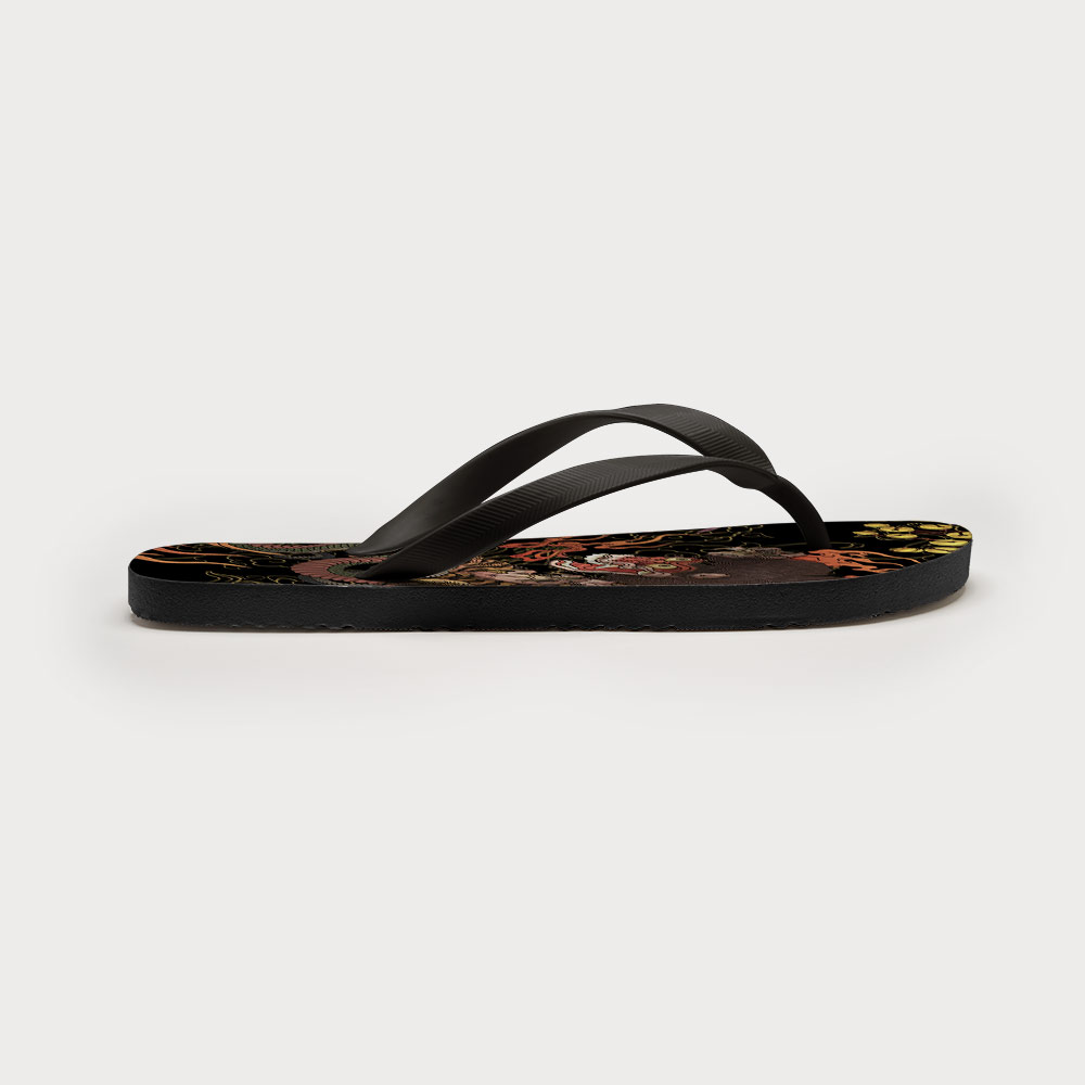 Tokyo-Tiger Japanese Yokai And Skeletons Flip Flops