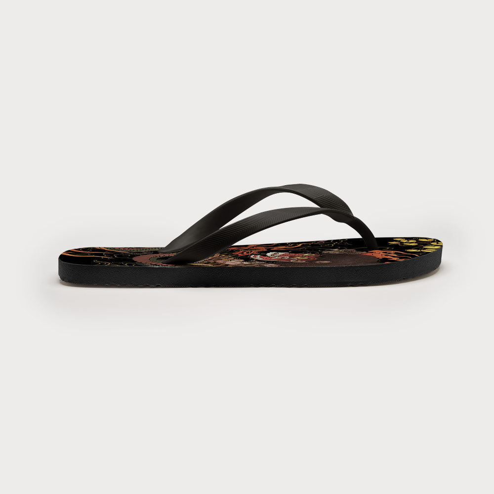 Tokyo-Tiger Japanese Yokai And Skeletons Flip Flops