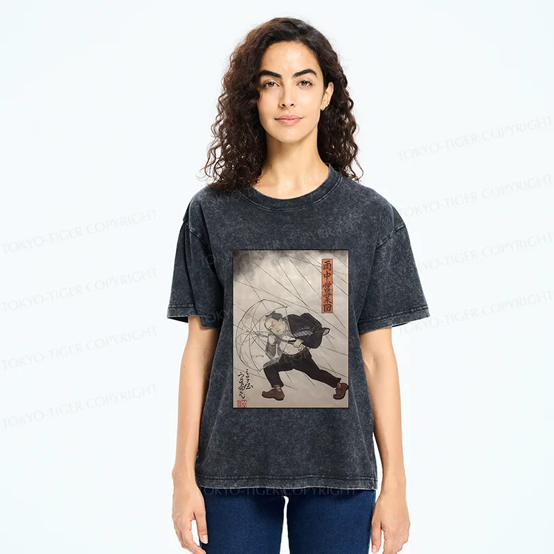 Tokyo-Tiger Tough Office Worker Washed T-Shirt