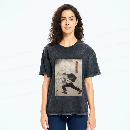 Tokyo-Tiger Tough Office Worker Washed T-Shirt